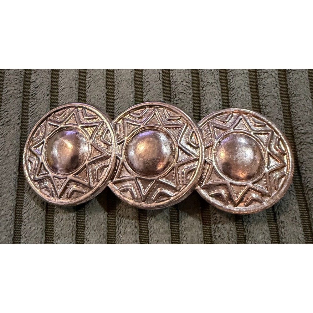 Vintage Silver Tone Southwestern Sunburst Barrette Hair Clip Made in Korea